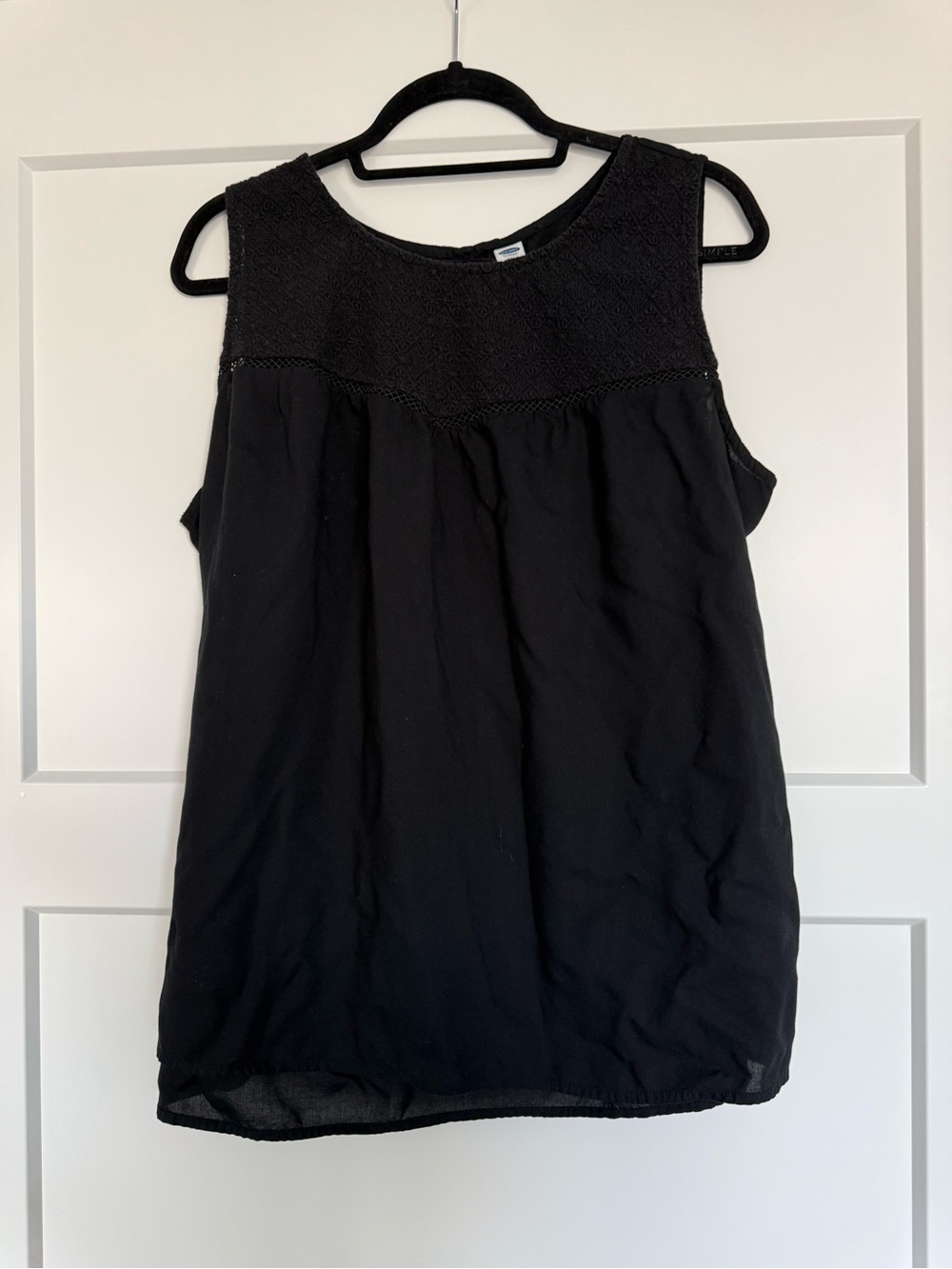 Old Navy Black Sleeveless Tank with Lace Yoke